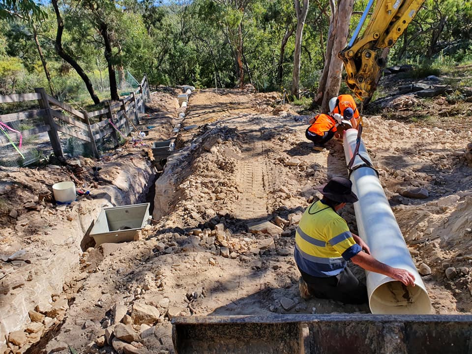 Onsite trench digging a pipeline installation